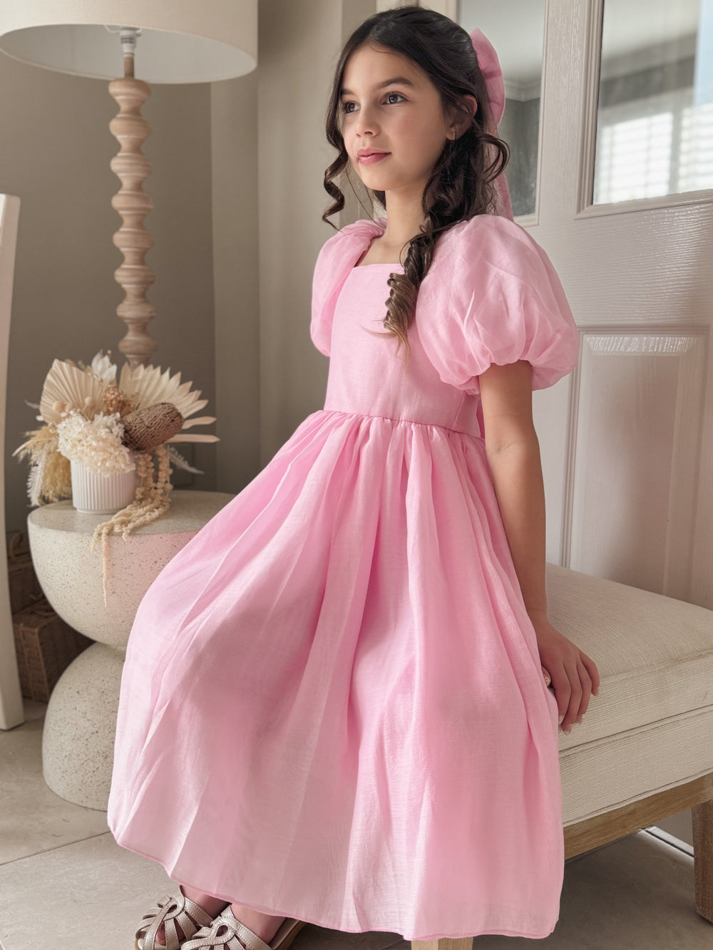 Lucy Girls Candy Pink Midi Dress - Girls Party Dresses