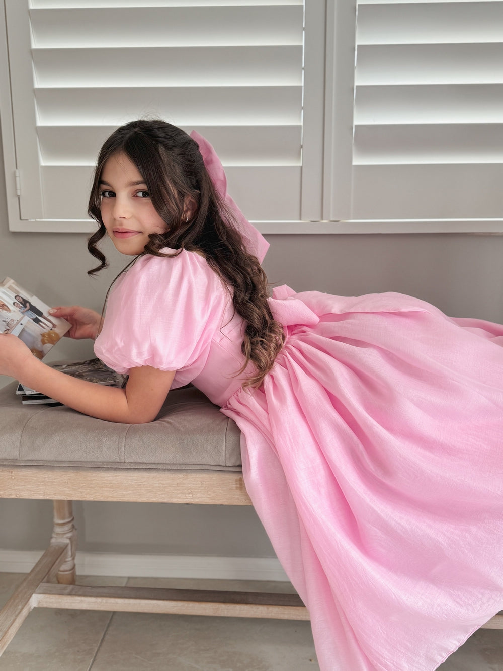 Lucy Girls Candy Pink Midi Dress - Girls Party Dresses