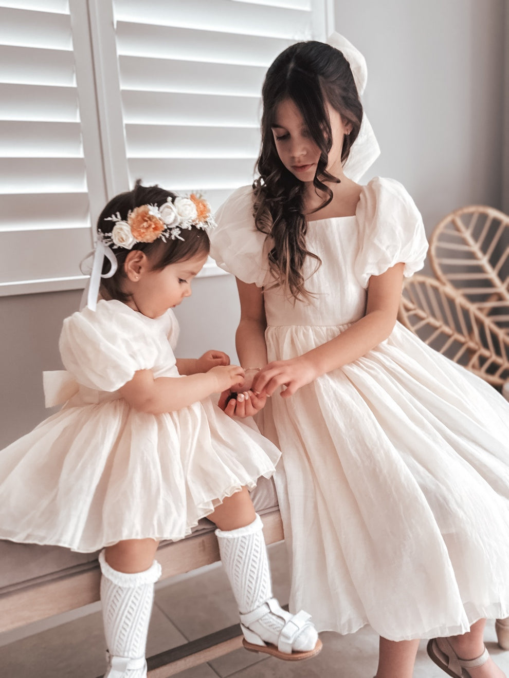 Lucy Puff Sleeve Champagne Baby Dress - A Little Lacey · Photo 11 of 17