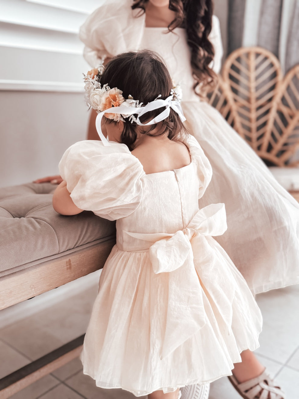 Lucy Puff Sleeve Champagne Baby Dress - A Little Lacey · Photo 12 of 17