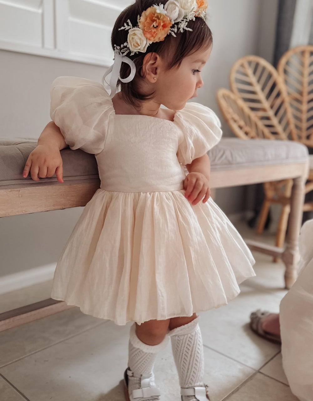 champagne infant dress Ivory Gold Champagne Flower Girl Dress, Toddler Ivory Dress, Infant Ivory Champagne Gold Dress,ivory Gold Baby Dress