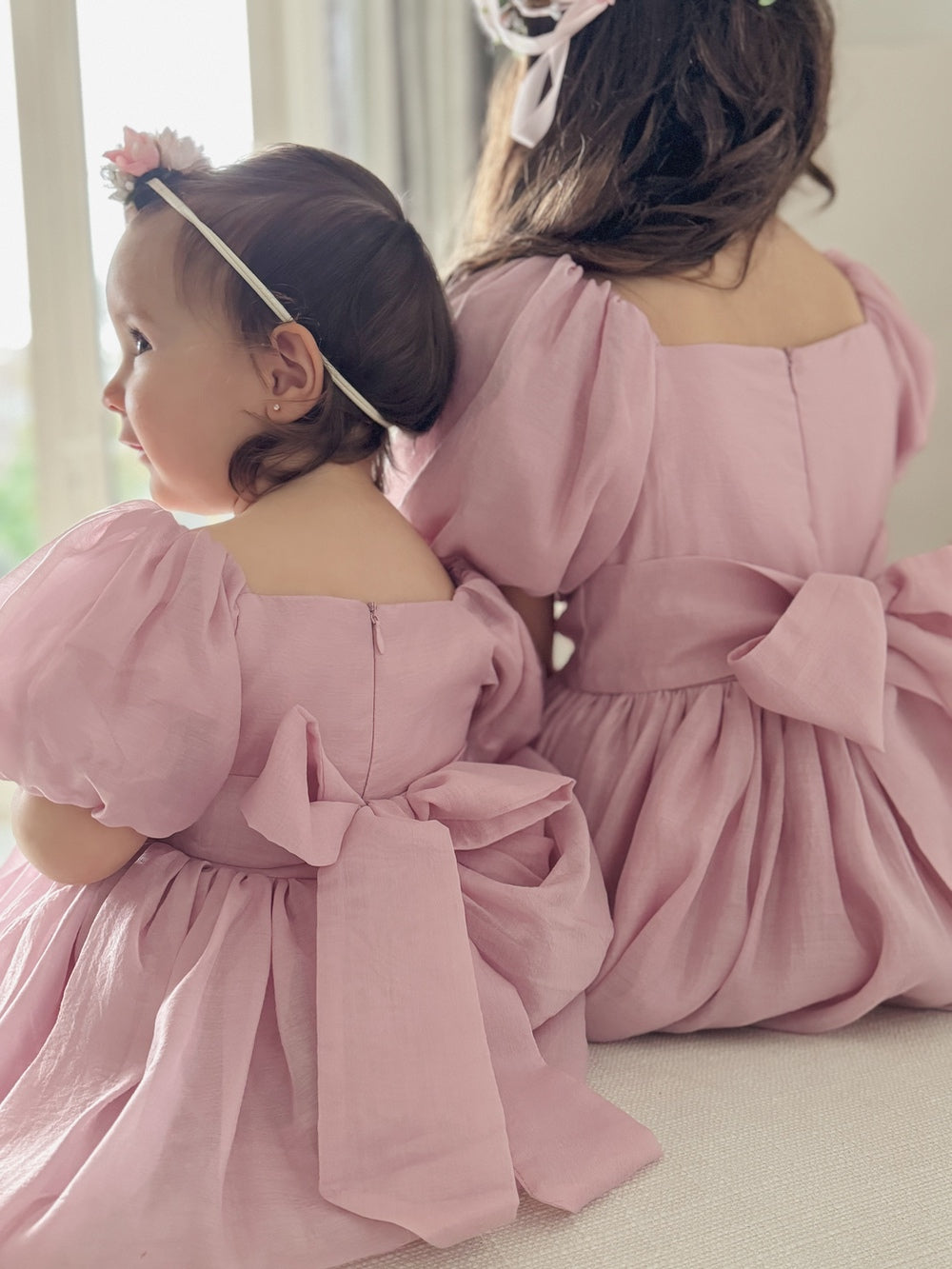 Lucy Puff Sleeve Dusty Pink Baby Dress