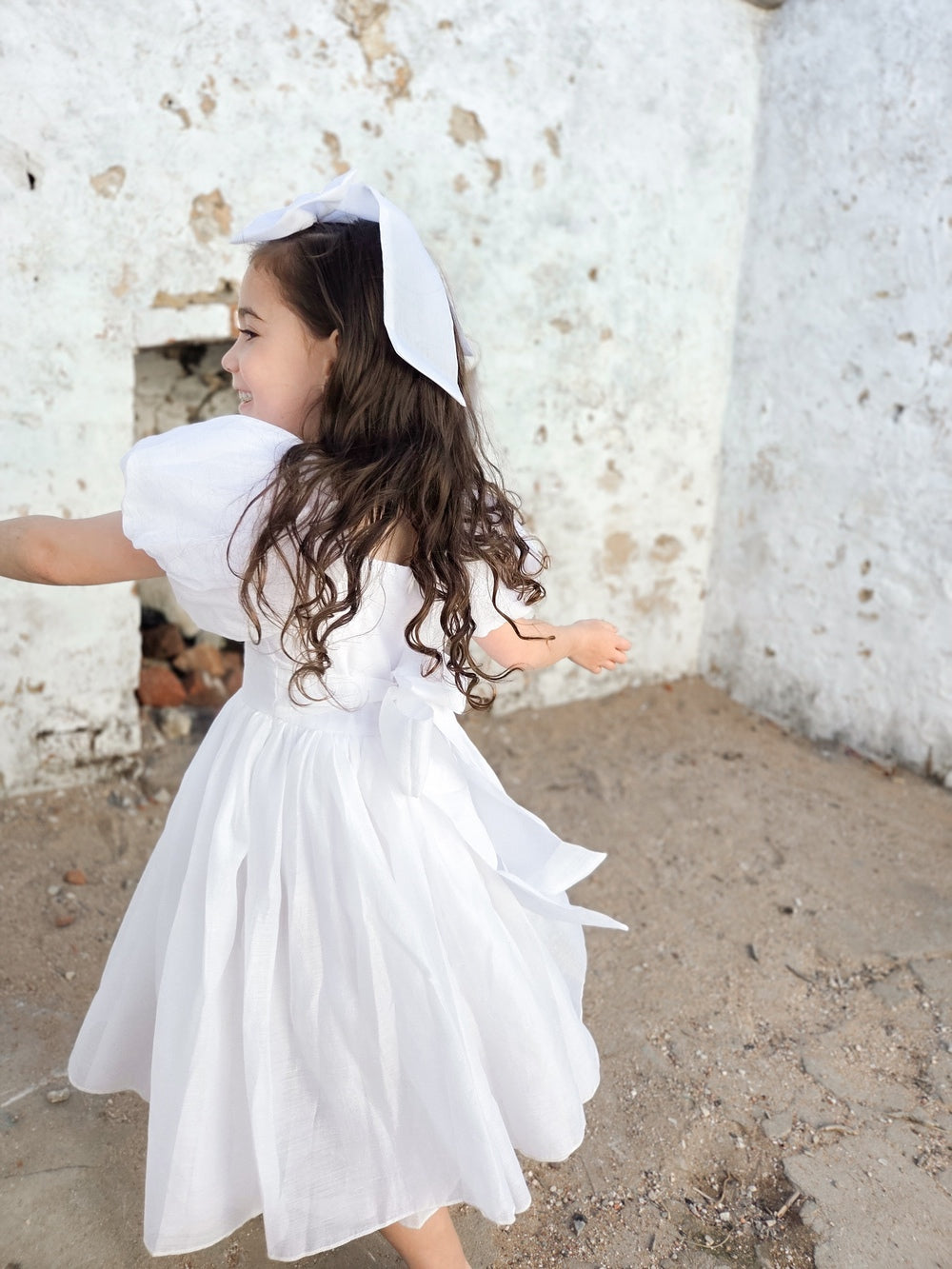 Lucy Girls Knee Length White Dress – A Little Lacey