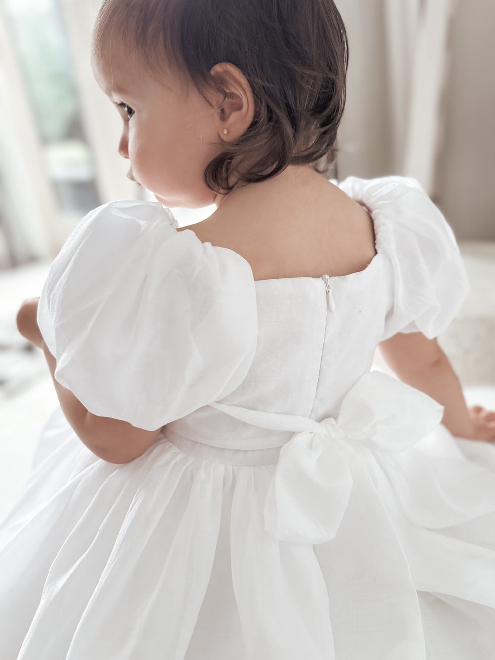 Lucy Puff Sleeve White Baby Dress - A Little Lacey · Photo 3 of 8
