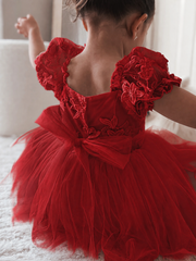 Lila Red Embroidered Baby Romper - A Little Lacey