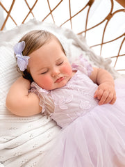 Lila Lilac Embroidered Baby Romper - A Little Lacey