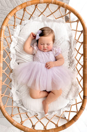 Lila Lilac Embroidered Baby Romper - A Little Lacey