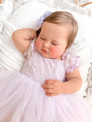 Lila Lilac Embroidered Baby Romper - A Little Lacey