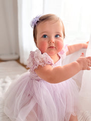 Lila Lilac Embroidered Baby Romper - A Little Lacey