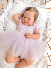 Lila Lilac Embroidered Baby Romper - A Little Lacey