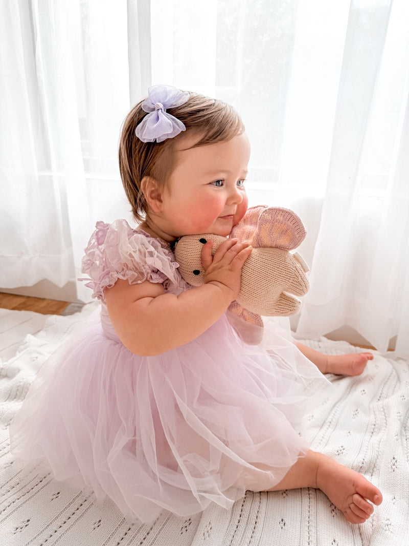 Lila Lilac Embroidered Baby Romper - A Little Lacey
