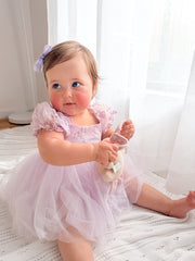 Lila Lilac Embroidered Baby Romper - A Little Lacey