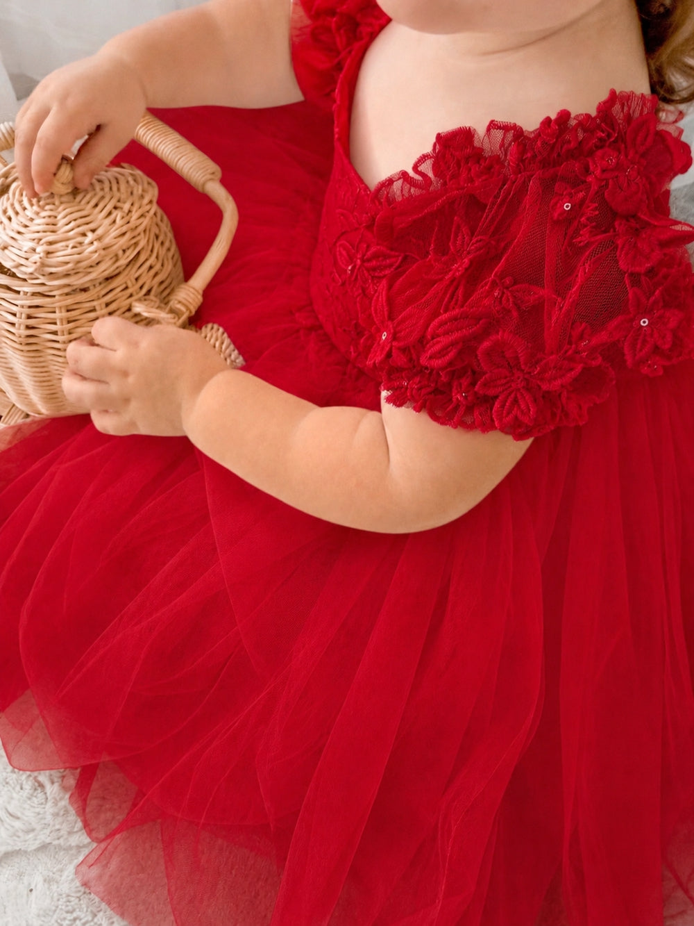 Lila Red Embroidered Baby Romper