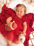 Red baby dress with tulle bow back