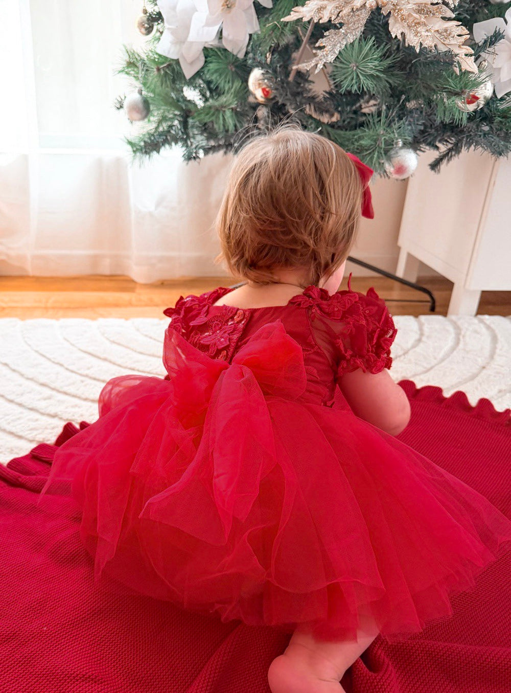 Baby girl festive red dress with nappy cover