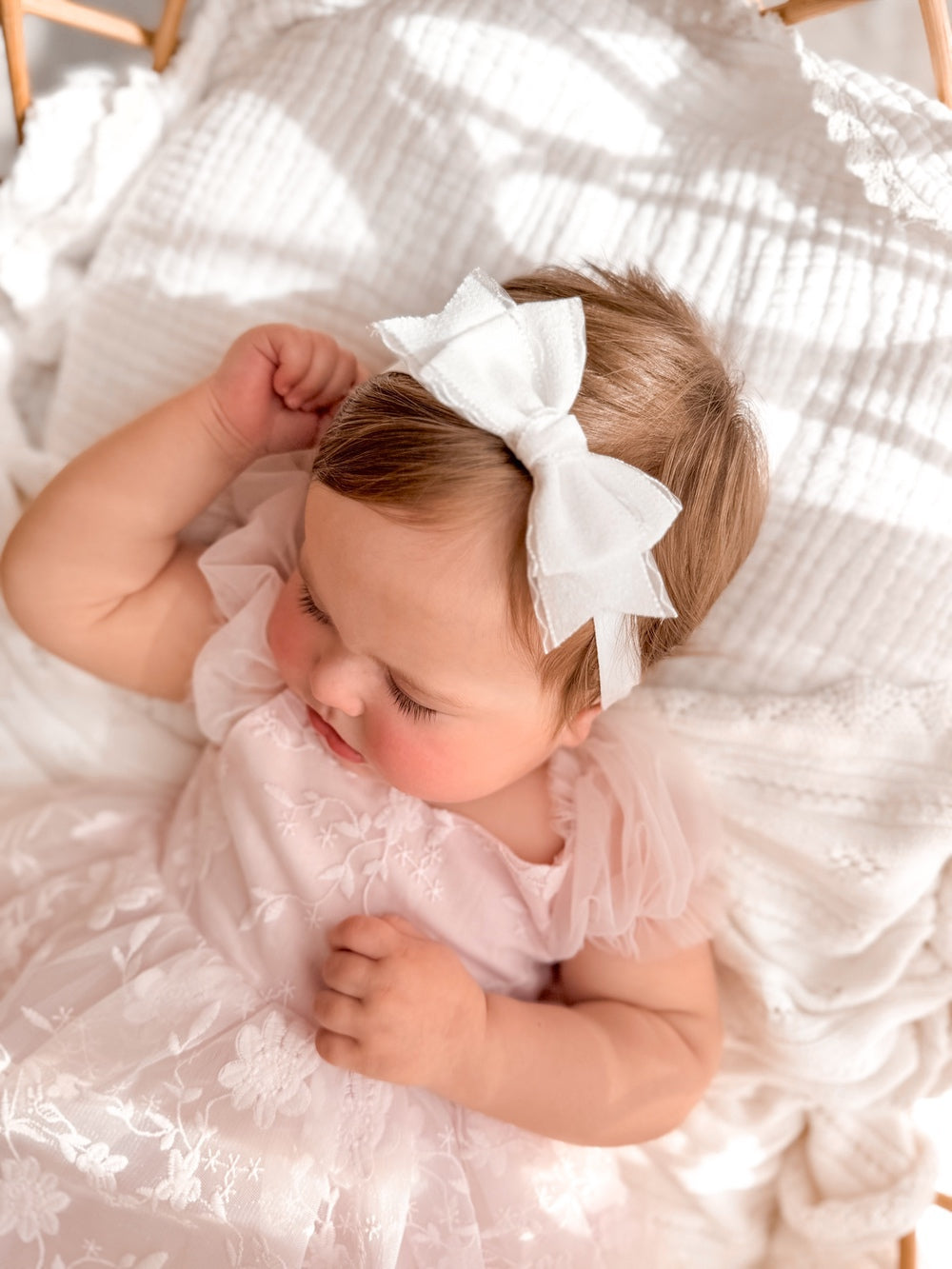 White baby flower girl hair accessory