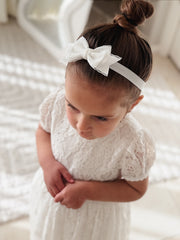 Lilah White Bow Baby Headband - A Little Lacey