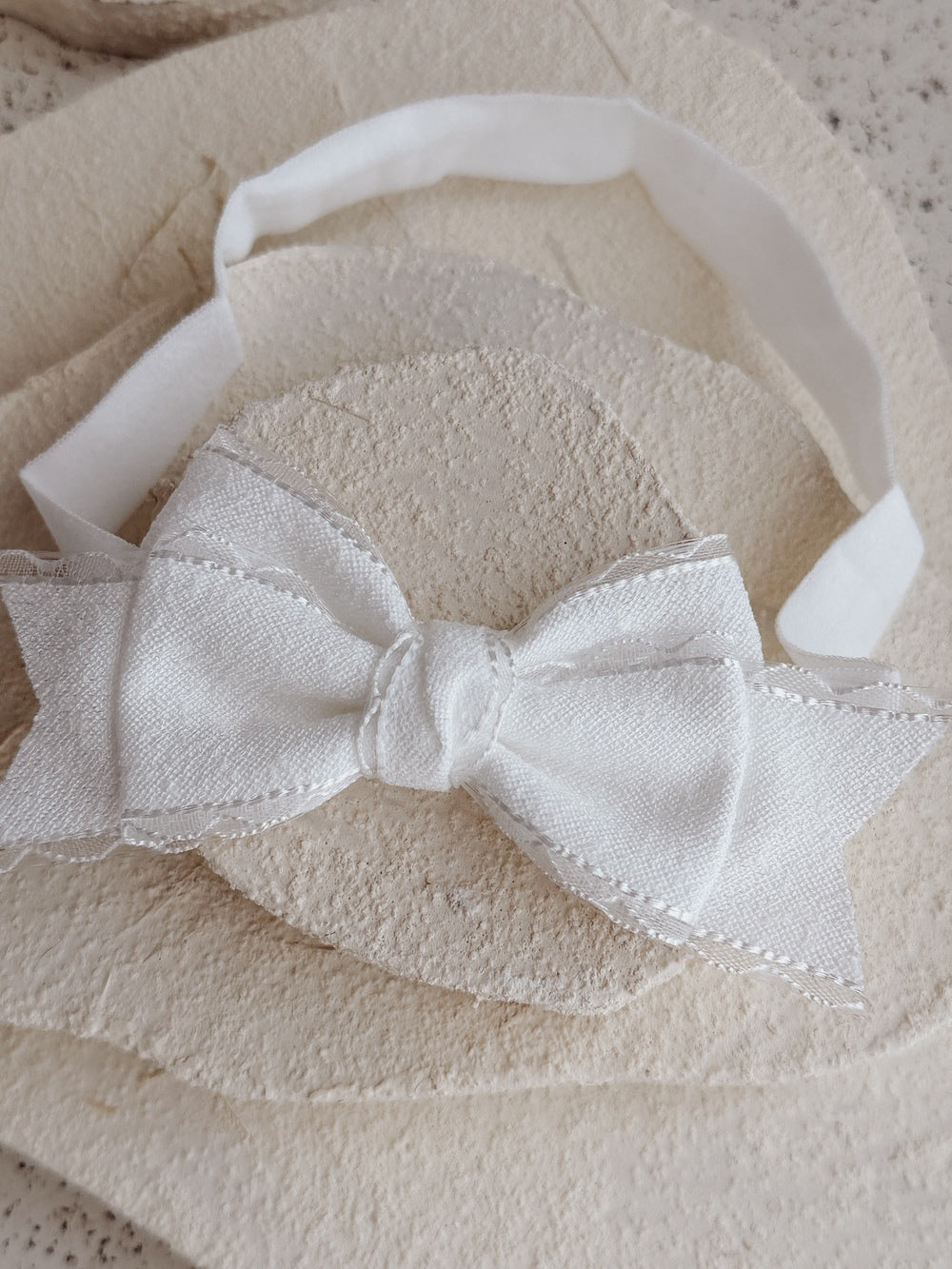Lilah White Bow Baby Headband