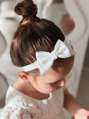 Lilah White Bow Baby Headband - A Little Lacey