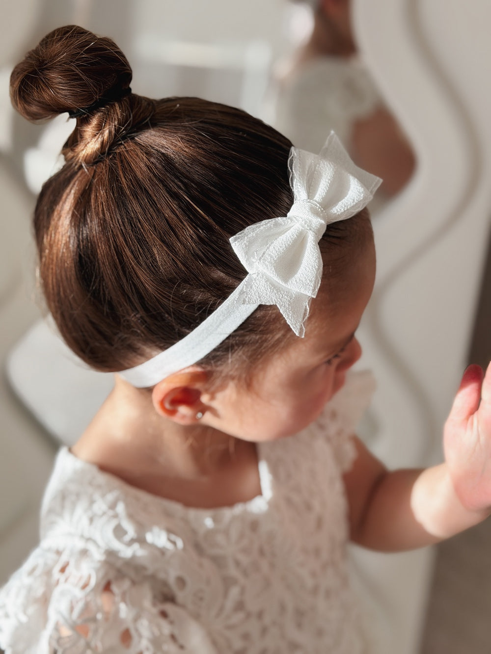 Lilah White Bow Baby Headband
