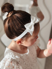 Lilah White Bow Baby Headband - A Little Lacey