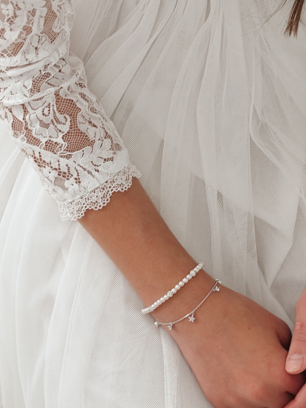 Soft pink pearl bracelet for flower girls