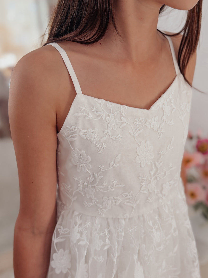 Lucia Girls White Embroidered Dress - A Little Lacey
