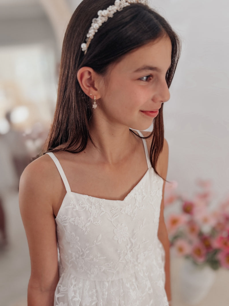 Lucia Girls White Embroidered Dress - A Little Lacey