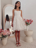 Lucia girls white dress with zip-up back