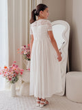 Girls wedding guest and flower girl dress in white lace