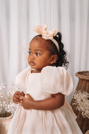 Lucy Puff Sleeve Champagne Baby Dress - A Little Lacey