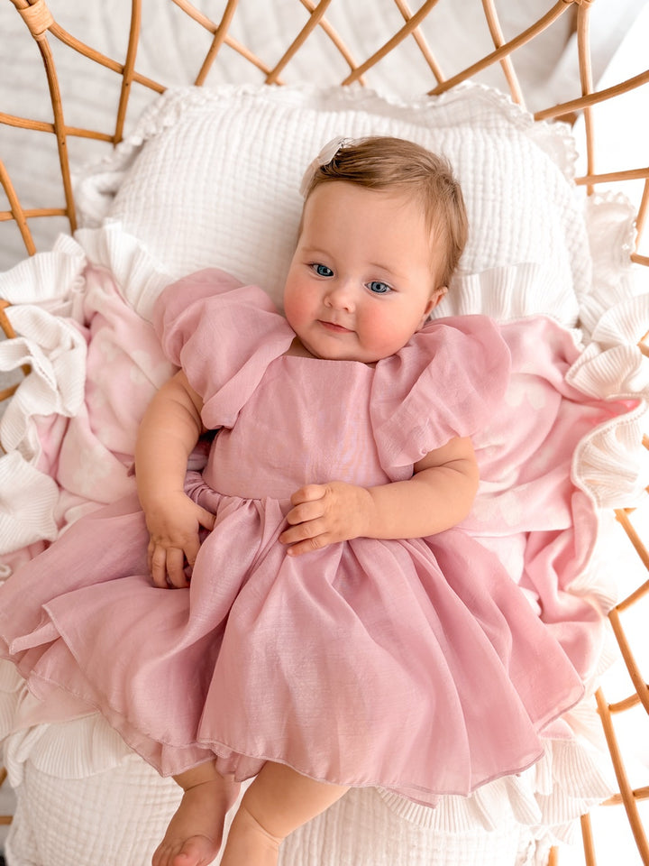 Baby girl dusty pink party dress