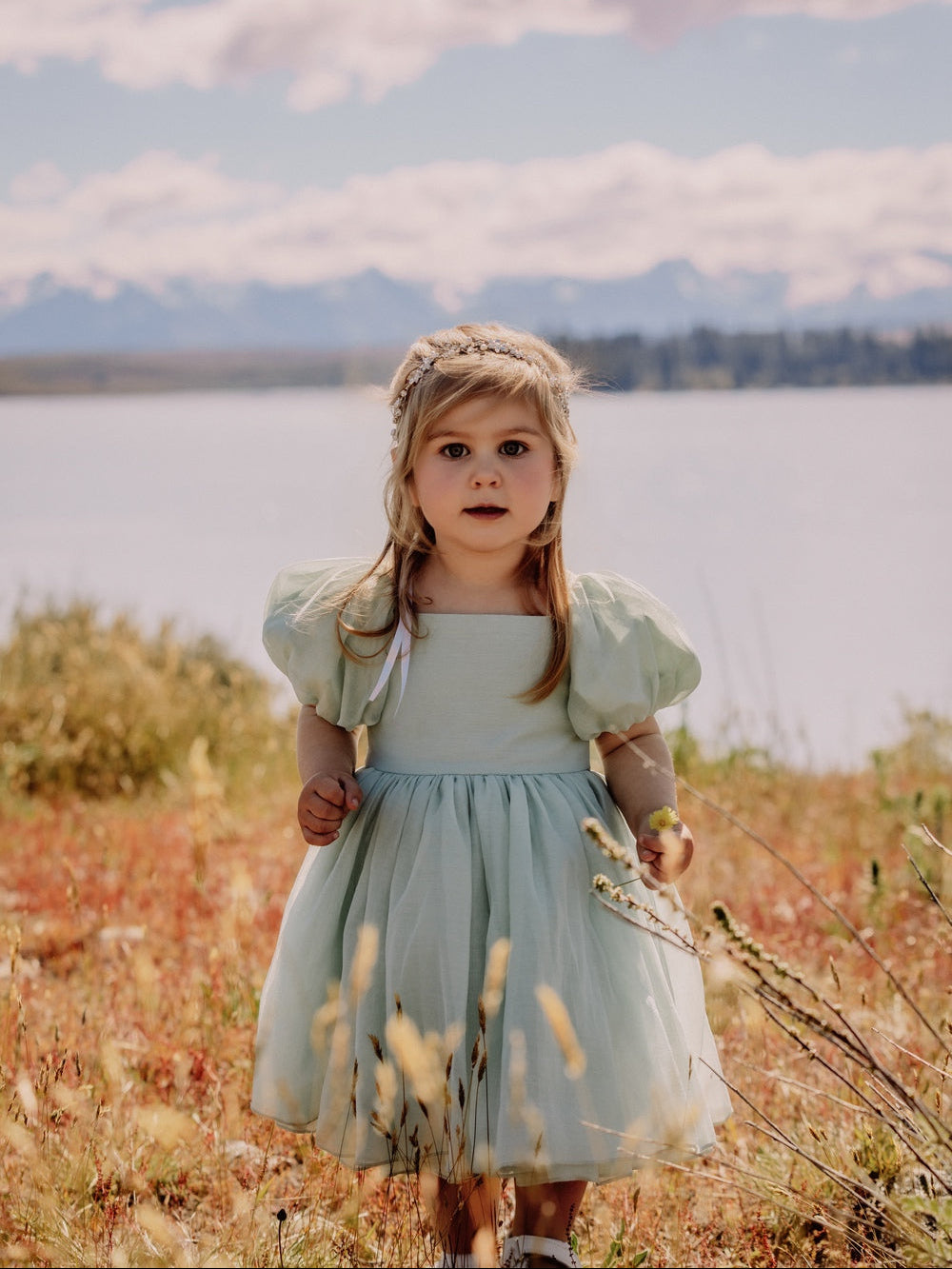 Sage green girls party dress for special occasions