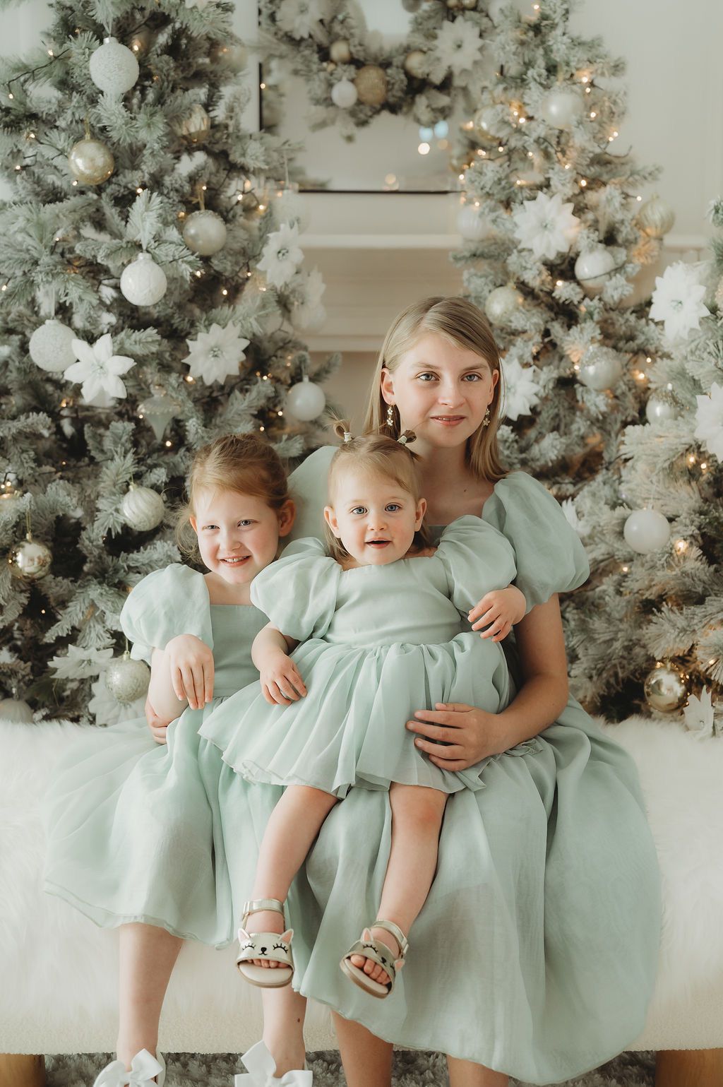 Matching girls dress and baby romper for flower girls