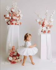 Lucy Puff Sleeve White Baby Dress - A Little Lacey