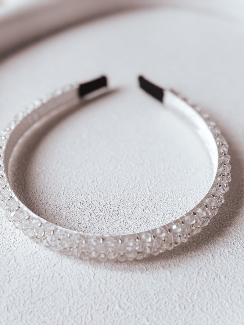 Luna White Beaded Headband - A Little Lacey