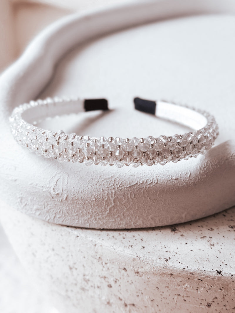 Luna White Beaded Headband - A Little Lacey
