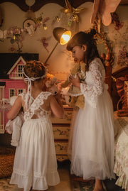 Gabriella French Chiffon White Girls Dress - A Little Lacey
