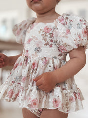 Maisie Puff Sleeve Floral Baby Dress - A Little Lacey