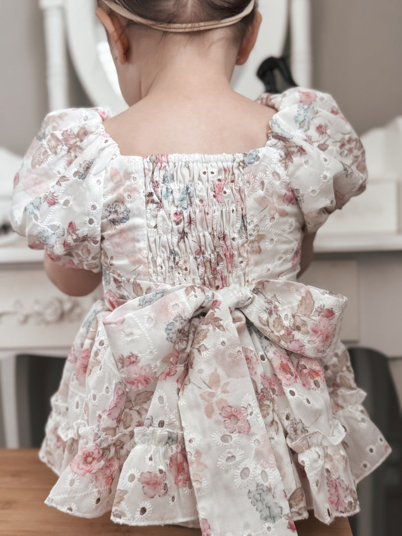 Maisie Puff Sleeve Floral Baby Dress - A Little Lacey