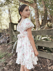 Maisie Puff Sleeve Floral Girls Dress - A Little Lacey