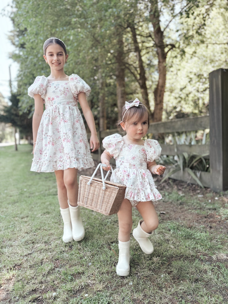 Maisie Puff Sleeve Floral Baby Dress - A Little Lacey