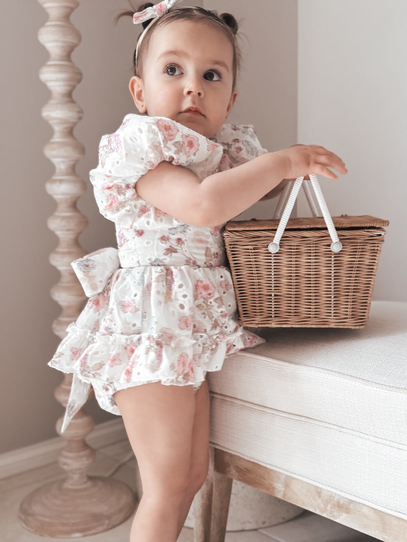 Maisie Puff Sleeve Floral Baby Dress - A Little Lacey