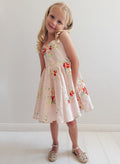 Marley Girls pink floral festive dress styled with sparkly headband