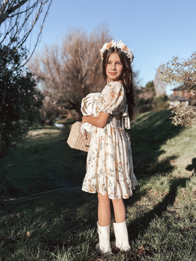 Matilda Girls Yellow Floral Dress - A Little Lacey