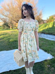 Matilda Girls Yellow Floral Dress - A Little Lacey