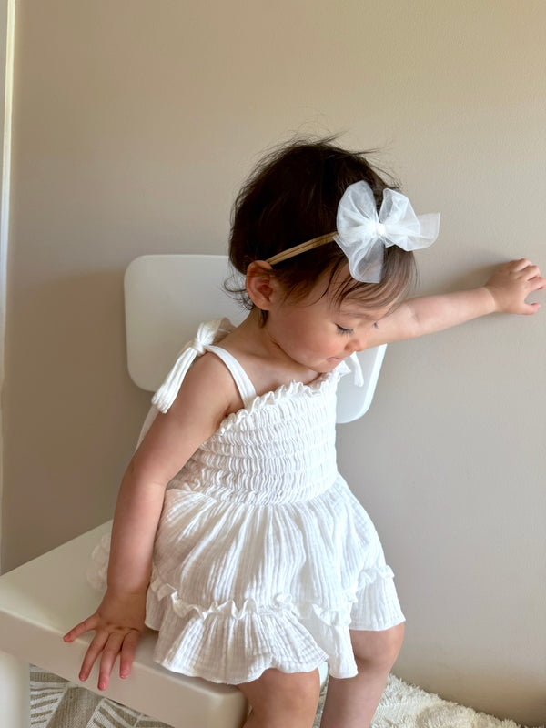 Maya White Muslin Baby Romper - Christmas Dresses and Rompers