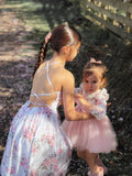 Back view of Year 6 graduation dress with bow or strap detail