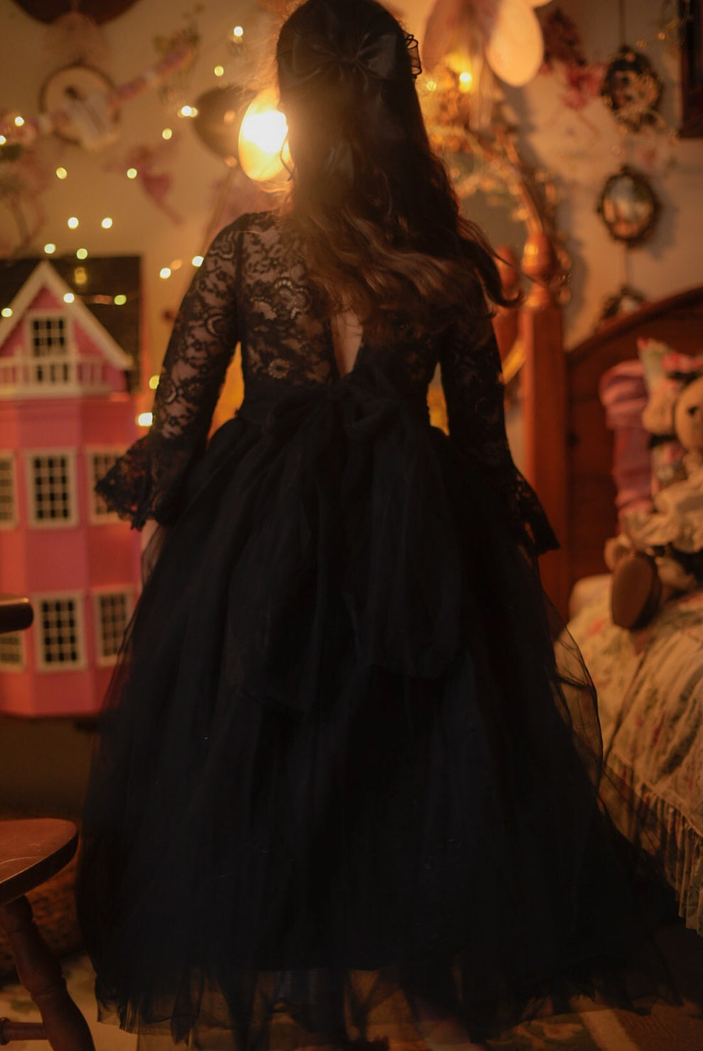Melody Long Sleeve Girls Black Dress - A Little Lacey · Photo 11 of 19