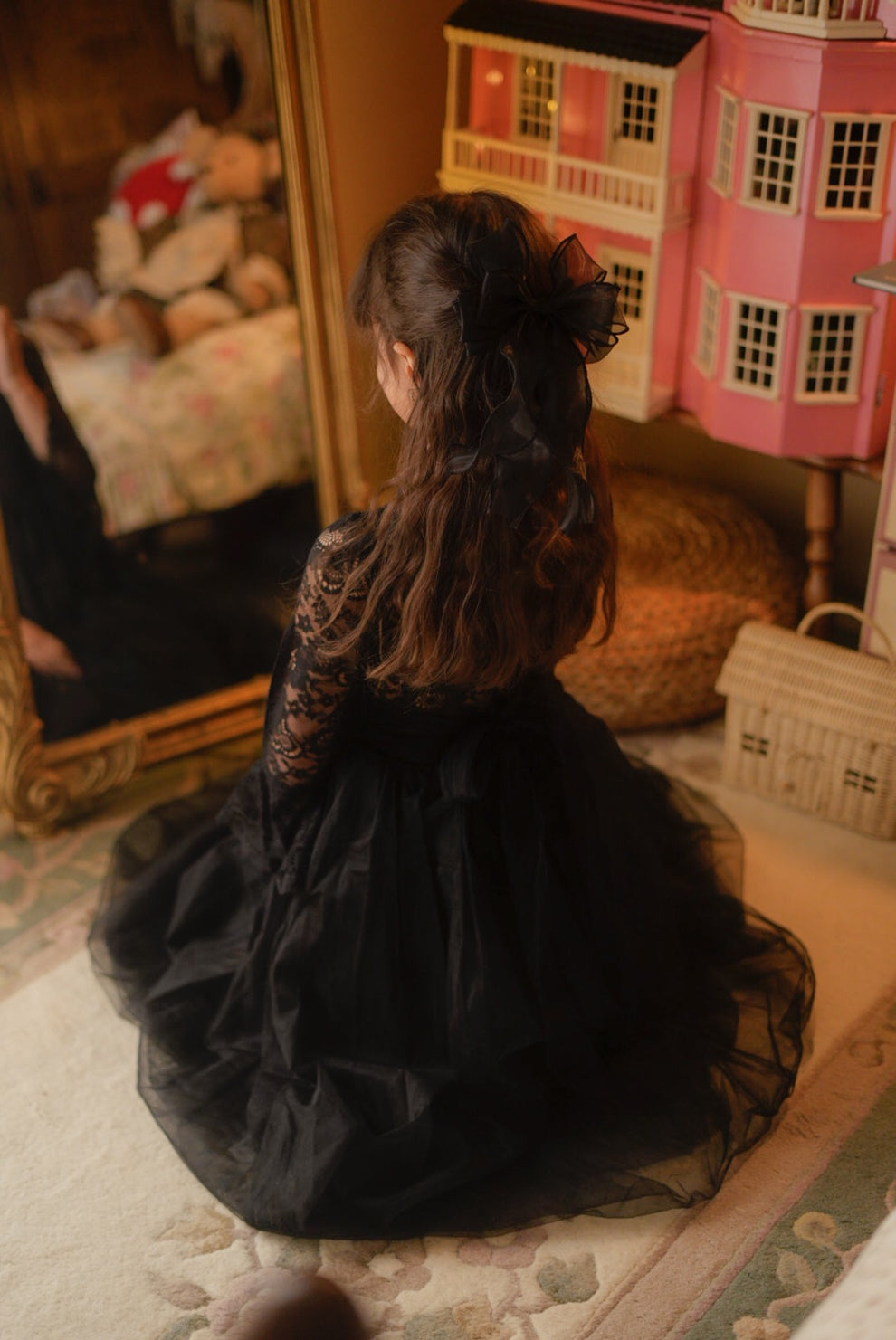 Melody Long Sleeve Girls Black Dress - A Little Lacey · Photo 18 of 19